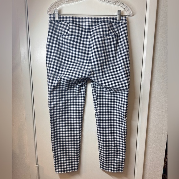 J.Crew Martie Bi-Stretch Gingham Navy Blue White Retro Slim Cropped Pants Size 6 - Picture 9 of 15